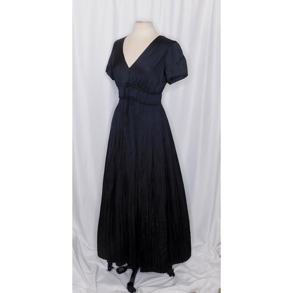 NWT!! J. CREW Pleated Tie Waist Dress Luster Georgette Solid Black Pleated 10 - Picture 7 of 16